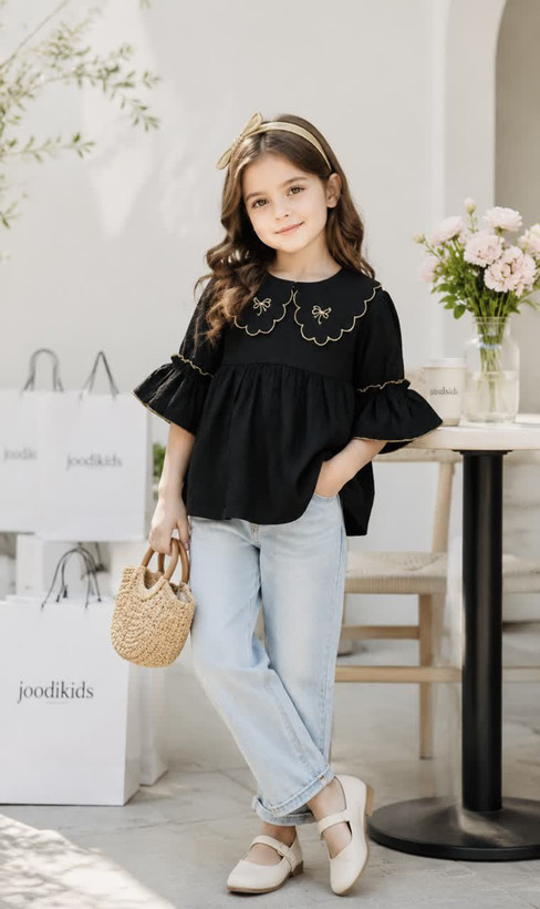 شومیز مشکی یقه گلدوزی